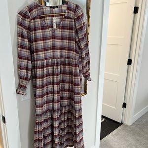 NWT Madewell plaid flannel midi dress